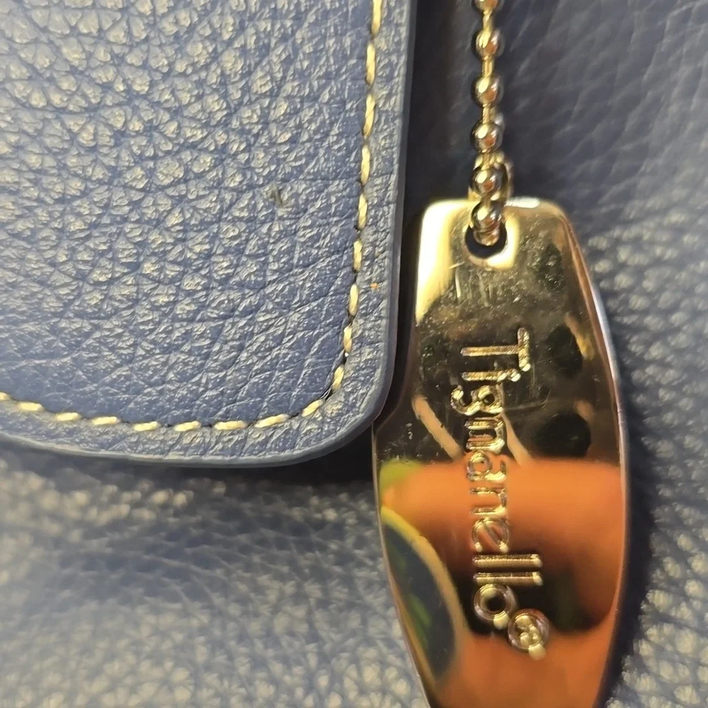 TIGNANELLO Blue Leather Handbag with Charm Soft As Butter!!! - Picture 2 of 6